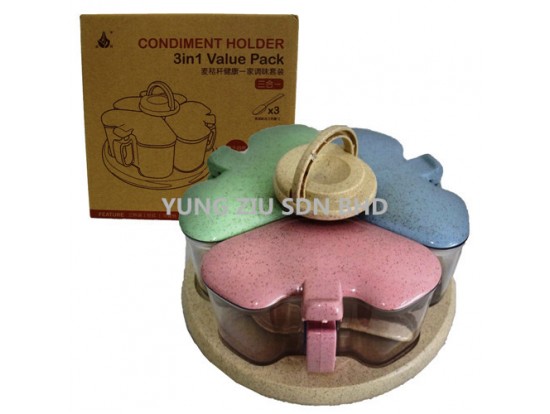 XC-18-188#WHEAT CONDIMENT HOLDER 3 IN 1 VALUE PACK